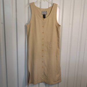 Directives Women's Khaki Button Down Midi Dress Lyocell Size Large Lagenlook